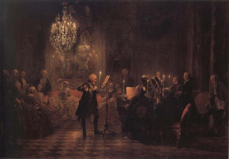 Adolph von Menzel The Flute concert of Frederick the Great at Sanssouci oil painting image